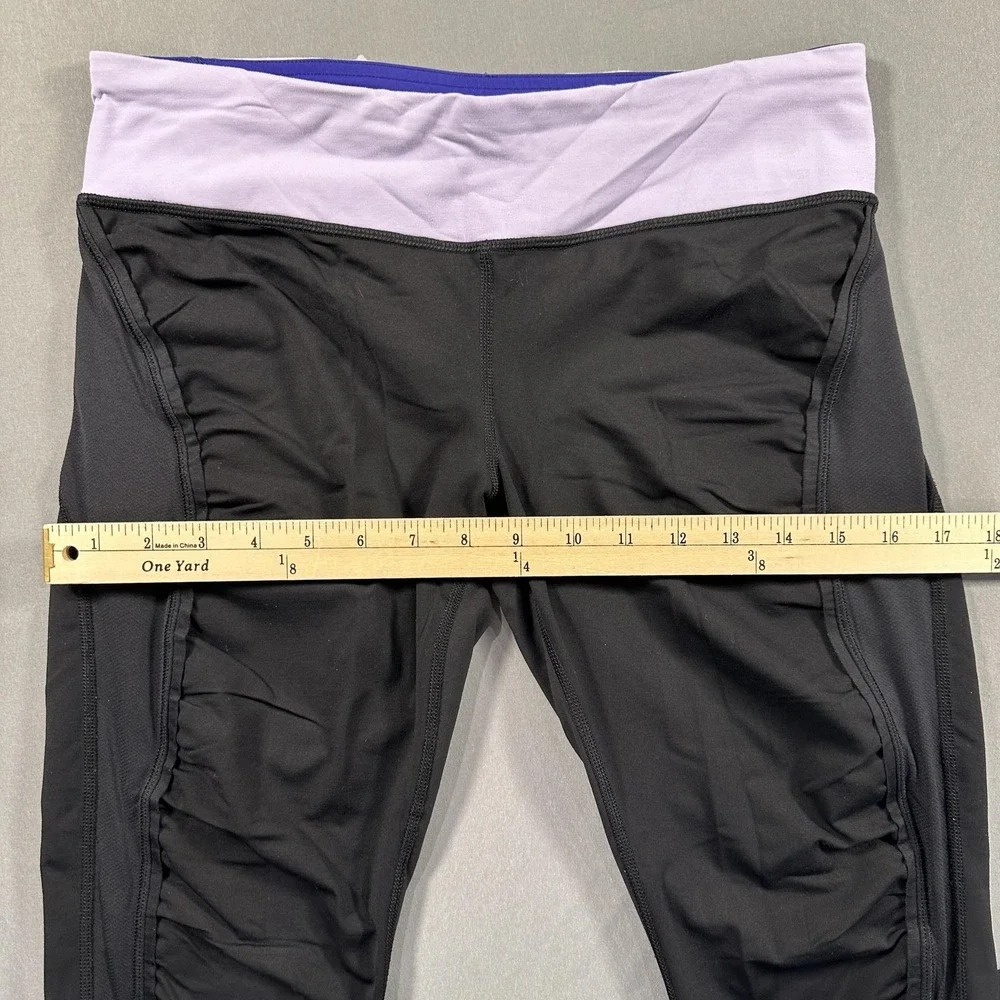 Lululemon Leggings Womens 10 Black Colorblock Capri Yoga Athletic Gym Ruched